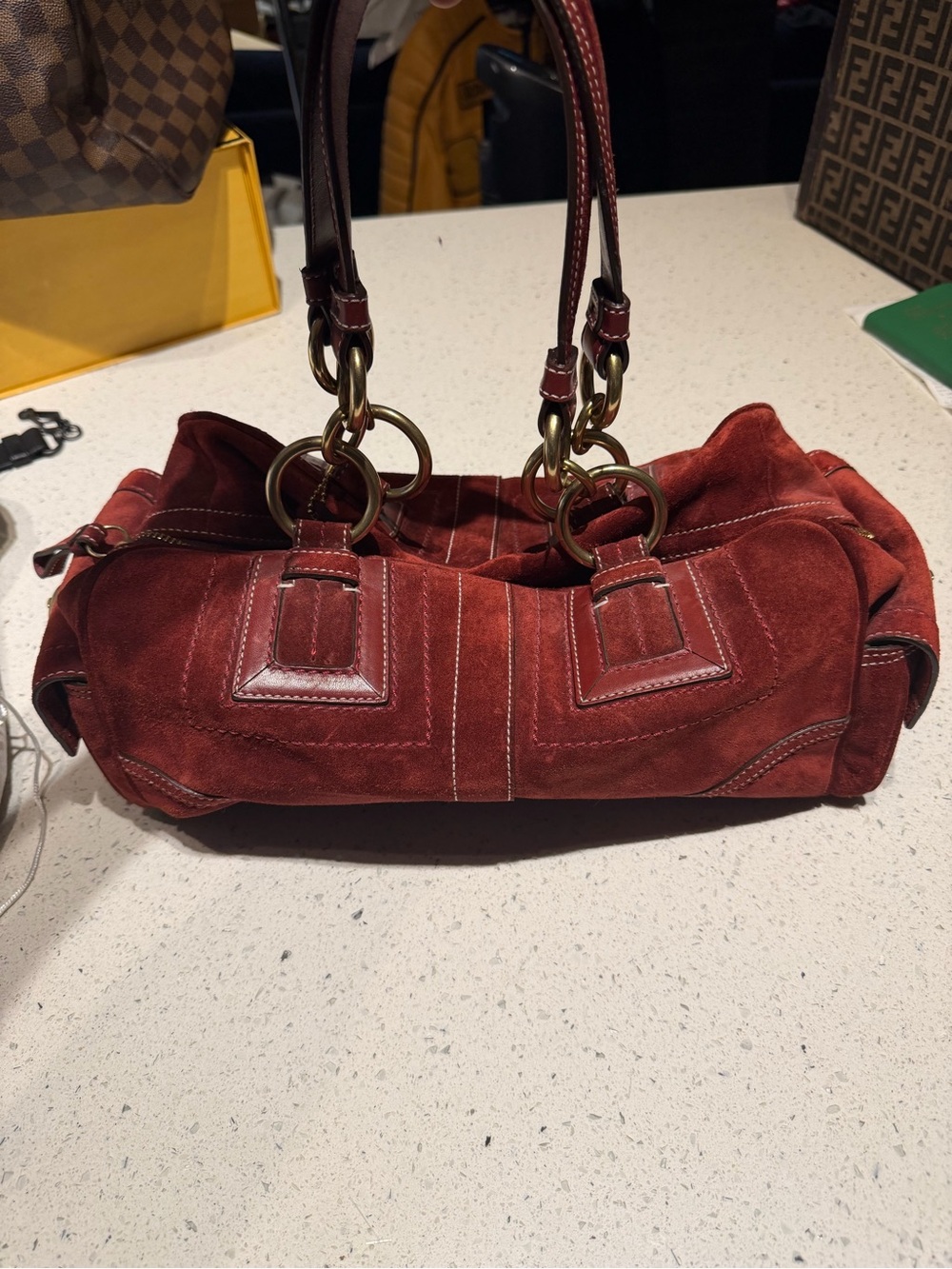 Coach Mia Suede in Deep red shoulder bag - Picture 2 of 16